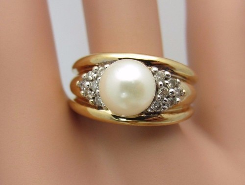 Anello diamante con perla - diamante,