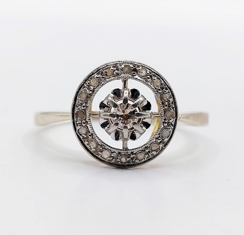 Anello target art deco - oro, 18k