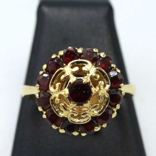 Anello con granati naturali - , in
