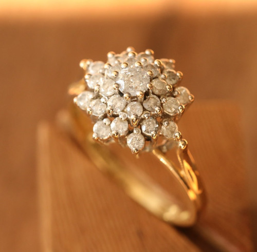 Anello con diamanti cluster - anello, a
