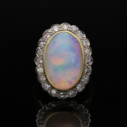 Anello opale diamanti - 7,60, ct
