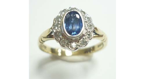 Anello cluster zaffiro blu - zaffiro,