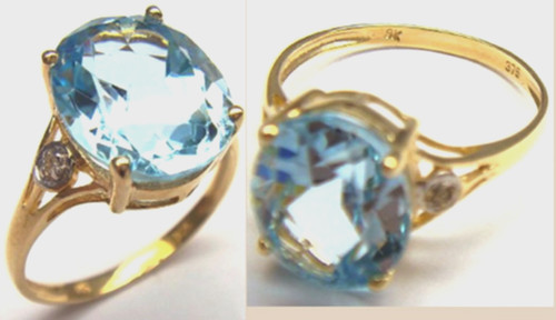 Anello oro con topazio blu - 9k,