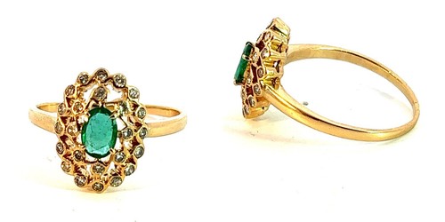 Anello oro 585 con smeraldo - oro,